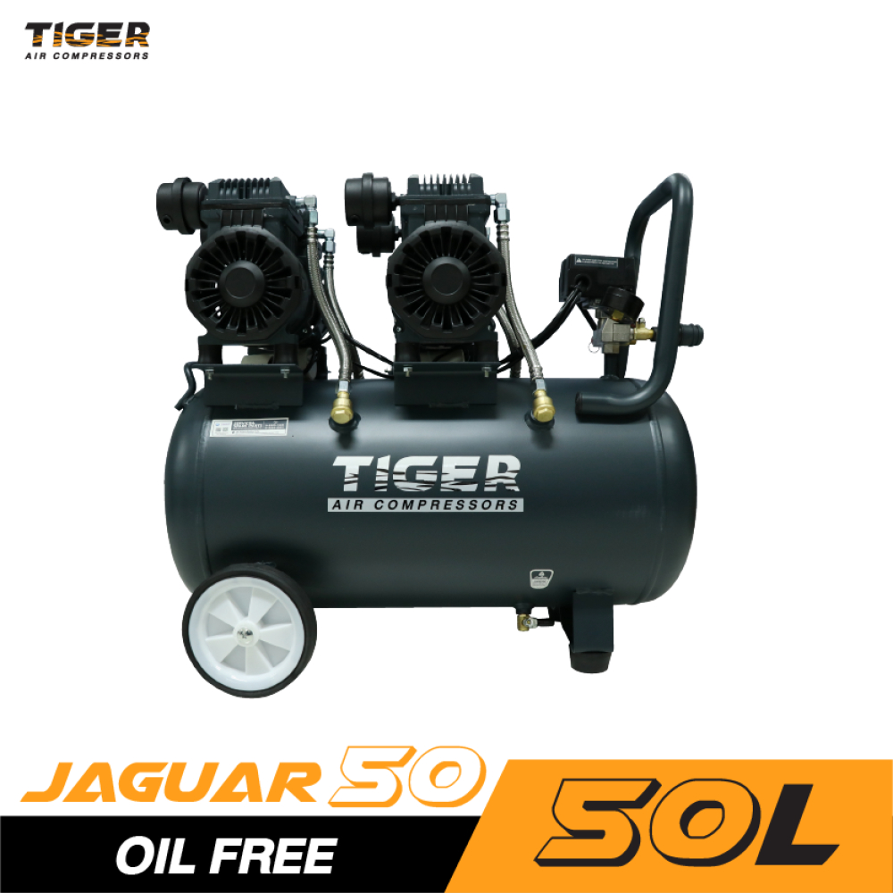 TIGER JAGUAR-50 ปั๊มลม Oil free 50 ลิตร 1390W x 2 มอเตอร์