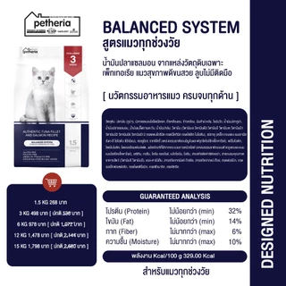 petheria Innovation Cat Food [BALANCED SYSTEM] [No Corn & Gluten Free] [แมวทุกช่วงวัย] 1.5 KG [ BS ]