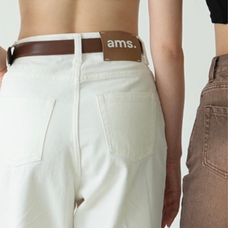 ams.commune กางเกงยีนส์ทรงกระบอกสีขาว (มีรอบส่งของทุกวัน)