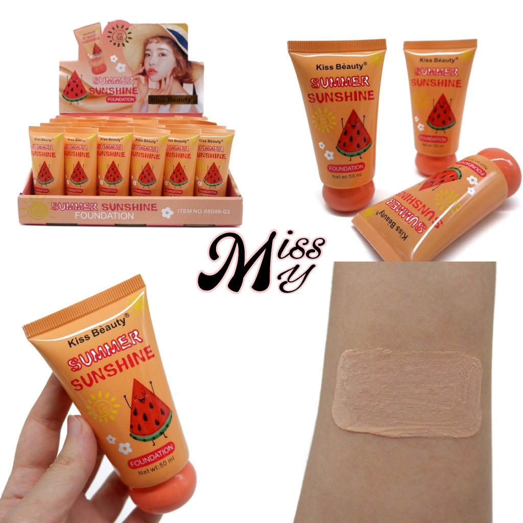 {24หลอด} Kiss Beauty Summer Sunshine SPF50 Foundation ครีมรองพื้นกันแดด เรียบเนียน เบลอรูขุมขน ปกป้องผิวจากแสงแดด