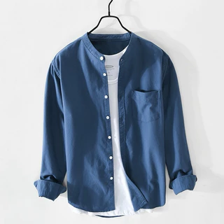 เสื้อเชิ้ตคอจีน/แขนยาว Oxford Collection - เสื้อเชิ้ตผู้ชายสีพื้น เสื้อเชิ้ตทำงาน