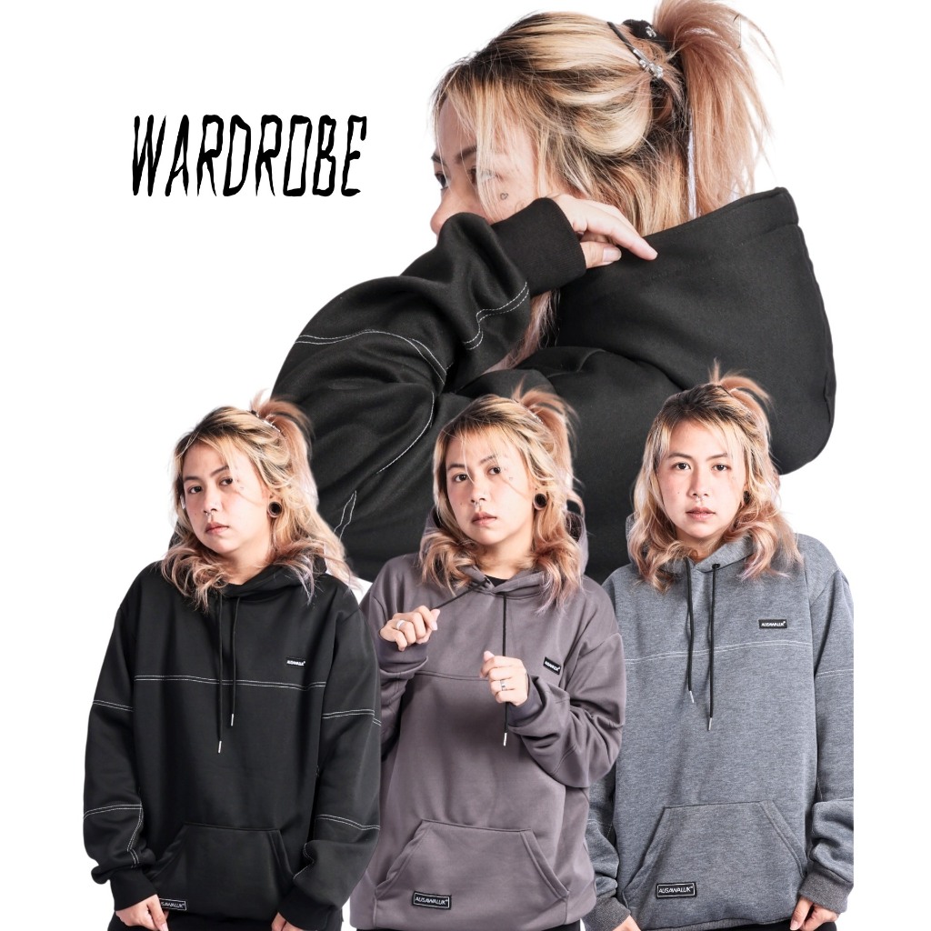 AUSAWALUK HOODIE เสื้อฮู้ดผ้าสำลีโชว์ตะเข็บด้าย เนื้อผ้าหนานุ่ม ใส่สบาย มี3สีให้เลือก