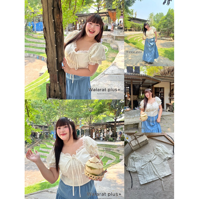 ส่งจากกทม เสื้อแขนตุ๊กตา แต่งลูกไม้ Plussize