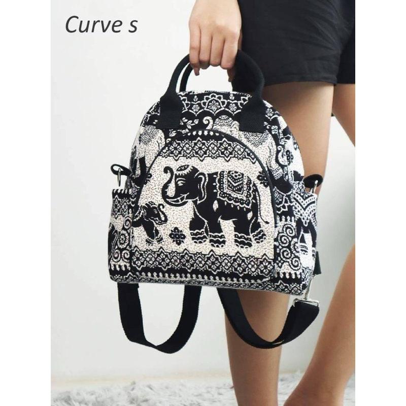 Curve S กระเป๋าลายช้างเท่ๆ กระเป๋าเป้มินิ พร้อมส่งง