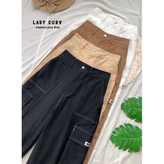 ✅เข้าเพิ่ม พร้อมส่งค่ะ/LC/ กางเกงสาวอวบ เอวสูง คาร์โก้ ทรงบอย ตะเข็บคู่ตัดสีผ้า #เสื้อผ้าไซส์ใหญ่ สาว อ้วน พลัสไซส์