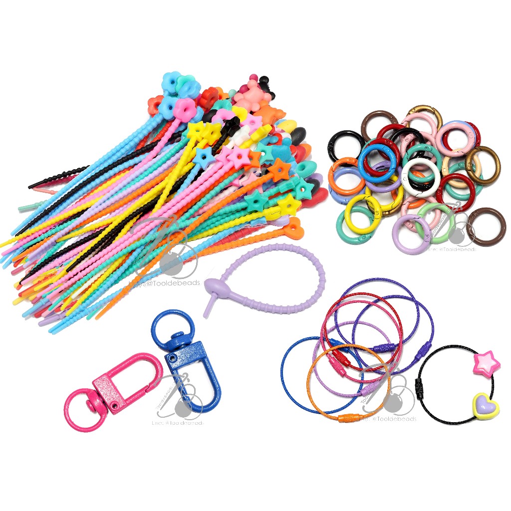 พวงกุญแจ ซิลิโคน 21ซม. คละสี พวงกุญแจ เหล็กกลม