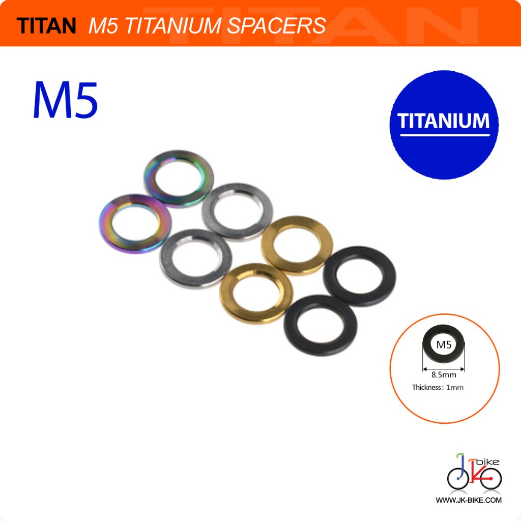 NEW! แหวนรองไทเทเนียม TITAN M5 TITANIUM SPACERS (5mm)