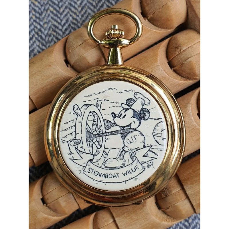 นาฬิกาพกวินเทจ Colibri Mickey mouse steam boat!
