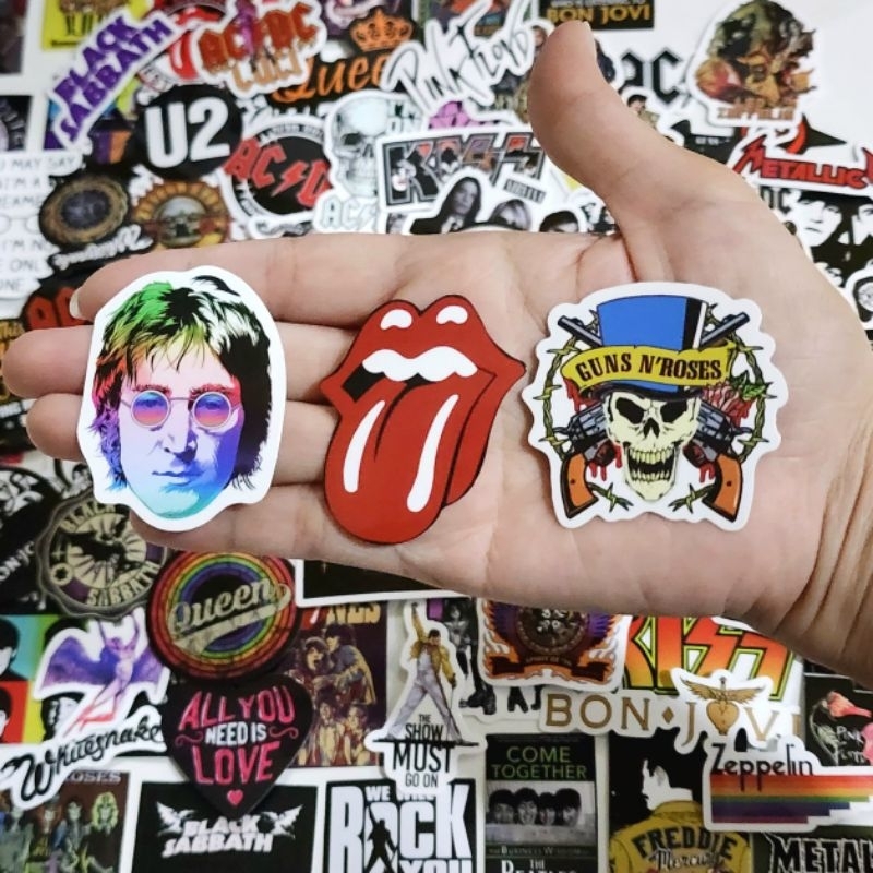 สติ๊กเกอร์ Rock N Roll ชาวร็อค เพลงร็อค The Beatles Guns N Roses ACDC Metallica (แพ็ค 100 ชิ้น)