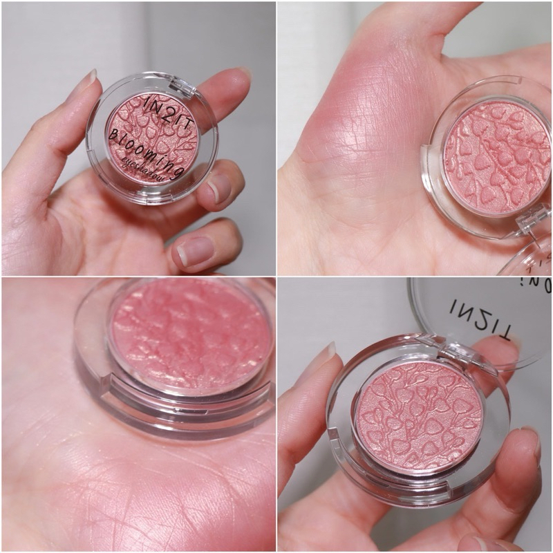 IN2IT Blooming Eye Shadow สี 02 เลยยย เป็นโทนสีชมพูแชมเปญ ดูแพงมากก มีความชิมเมอร์เบา ๆ ทาแล้วขับผิวสวยทุกลุค !!