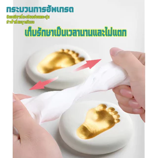 แถมไฟ！DIY ชุดปั๊มมือเท้าเด็ก กรอบไม้เนื้อแข็ง(ของขวัญเด็กแรกเกิด/ปั้มเท้าเด็กแรกเกิด ที่พิมพ์รอยมือและร ปั๊มมือ ปั๊มเท้