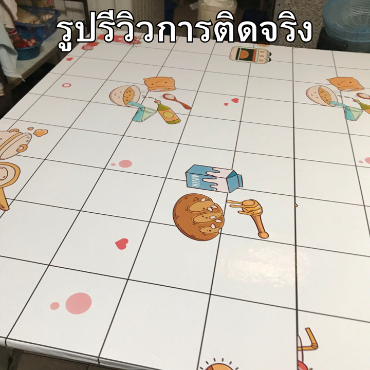 สติกเกอร์ติดครัว กันคราบ กันน้ำมันกระเด็น ทนร้อน เช็ดคราบง่าย วอลเปเปอร์ติดเคาท์เตอร์ สติกเกอร์ติดผนัง วอลเปเปอร์ติดผนัง - รูปที่ 6