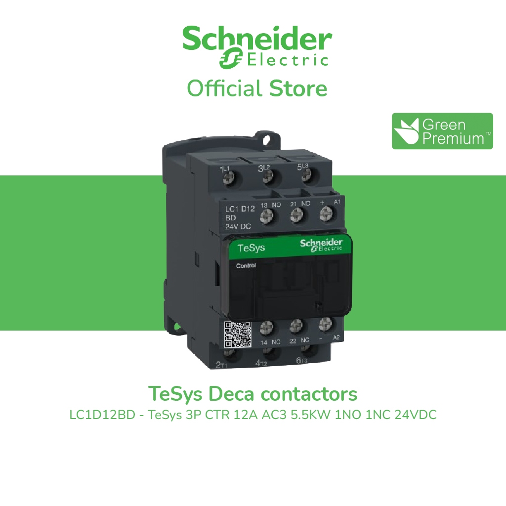 Schneider Electric Contactor, รุ่น Tesys Deca, 3P(3 NO), AC-3/AC-3e, 0 to 440V, 12A, 24VDC coil