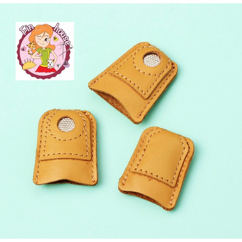 🧸ปลอกนิ้วหนังแท้ ดันเข็ม ป้องกันนิ้วมือ สําหรับเย็บปักถักร้อย 🧵