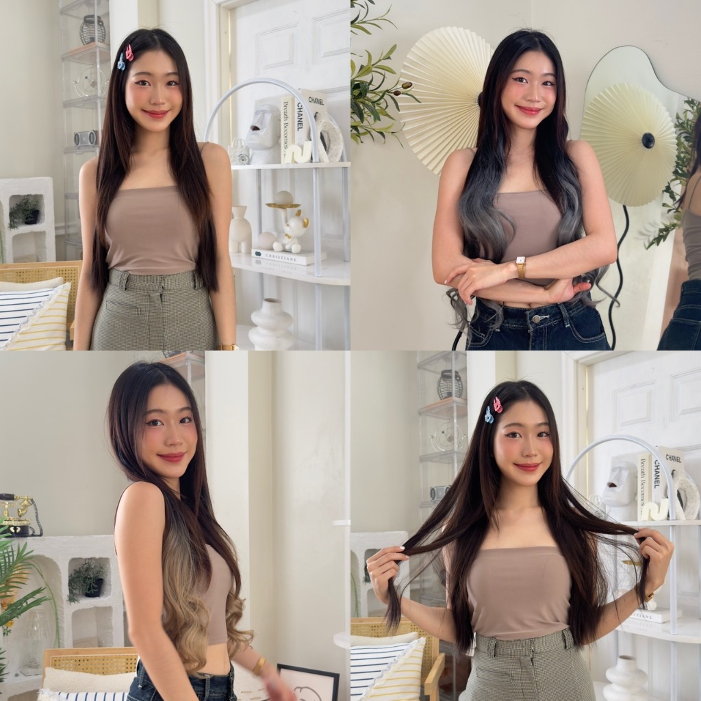 (พร้อมส่ง) แฮร์พีชแบบสายคาดใส ใส่แล้วไม่เจ็บ ไม่รั้งศรีษะ  ผมเกรดไฮเอนด์ หนา 160 กรัม M01/M02 รูปที่ 5