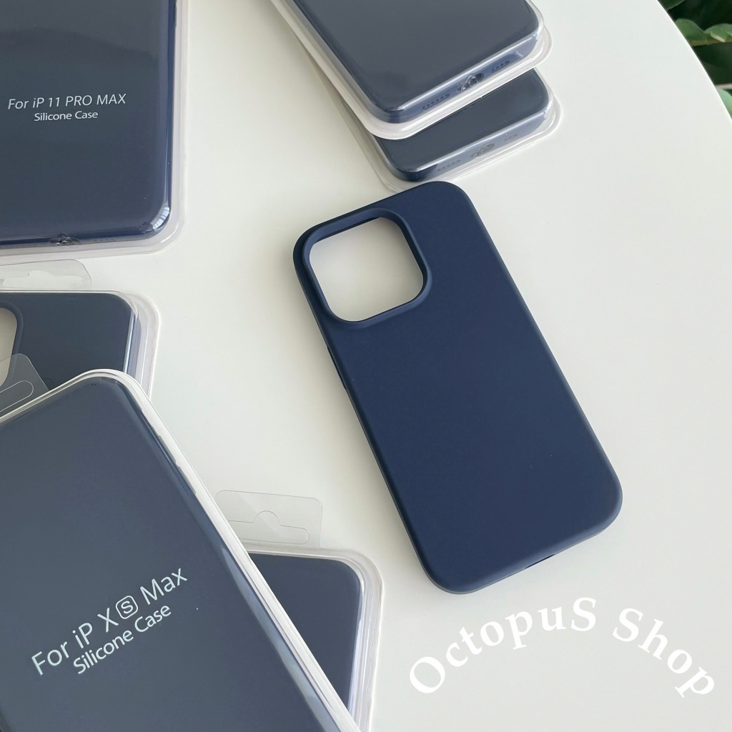 (สีกรม) เคสซิลิโคน เคสสีล้วน ไม่มีโลโก้ เนื้อซิลิโคน บุกำมะหยี่ ลบรอยปากกาได้ ***พร้อมส่ง 7-16promax***