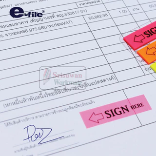 e-file CSN08 SIGN HERE อินเด็กซ์โน๊ต ข้อความ ลูกศร 5 สี นีออน อินเด็ก เนื้อพลาสติก Pet Film Neon ของแท้