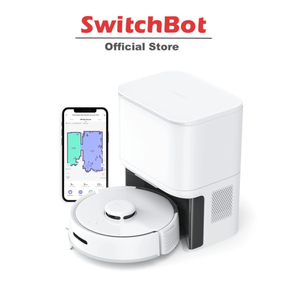 SwitchBot - Mini Robot Vacuum K10 Plus เครื่องดูดฝุ่นหุ่นยนต์ขนาดเล็ก (สินค้าใหม่ แพคเกจชำรุด)