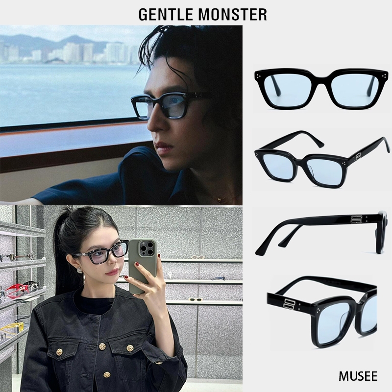 ตัวอักษรด้านข้าง GENTLE MONSTER MUSEE เฟรมอะซิเตท แว่นกันแดดทรงสี่เหลี่ยมสไตล์เดียวกันสำหรับผู้ชายและผู้หญิงสไตล์คู่รัก