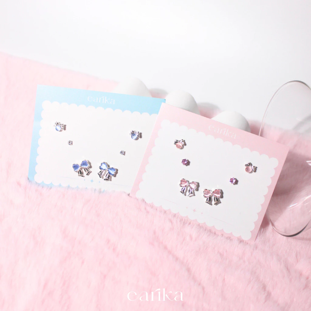 earika.earrings - baby bow collection คอลเล็คชั่นต่างหูเบบี้โบว์ ก้านเงินแท้ชุบทองคำขาว เหมาะสำหรับคนแพ้ง่าย