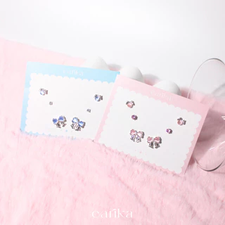 earika.earrings - baby bow collection คอลเล็คชั่นต่างหูเบบี้โบว์ ก้านเงินแท้ชุบทองคำขาว เหมาะสำหรับคนแพ้ง่าย