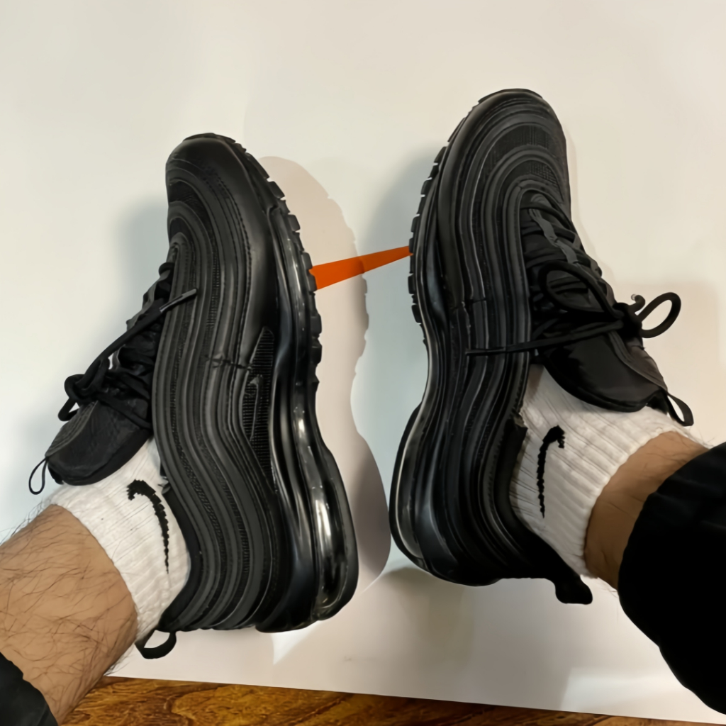 Nike Air Max 97 triple black style Running shoes sneakers ของแท้ 100 %