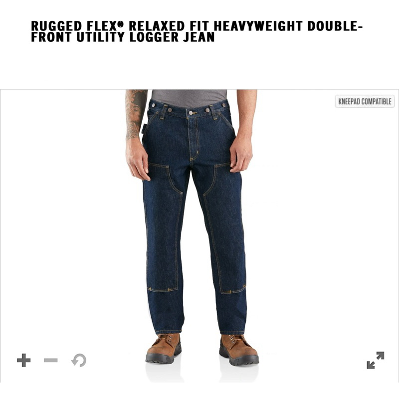carhartt double knee RUGGED FLEX RELAXED FIT HEAVYWEIGHT DOUBLE-FRONT UTILITY LOGGER JEAN