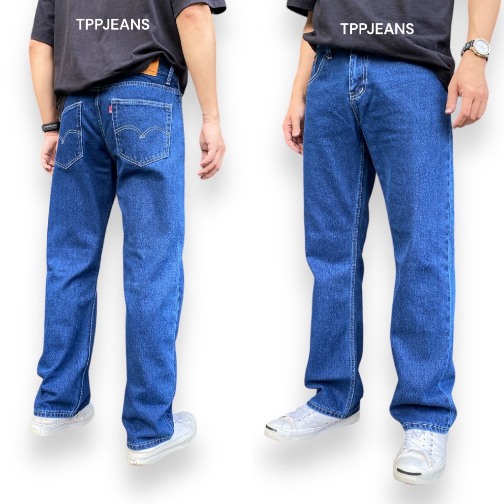 ๋JEANSEXPRESS Classic Straight Denim กางเกงยีนส์ชายทรงกระบอก สีบลูยีนส์เข้ม ทรงสวยเป้าซิป Size 28-36 รับชำระปลายทาง
