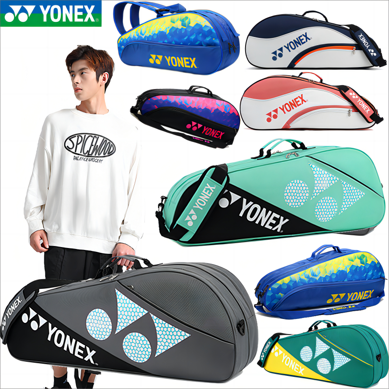 YONEX กระเป๋าแบดมินตันไหล่คู่ช่องเก็บของสองชั้นสามารถเก็บกระเป๋าเป้สะพายหลังแบดมินตัน 6 ชิ้น