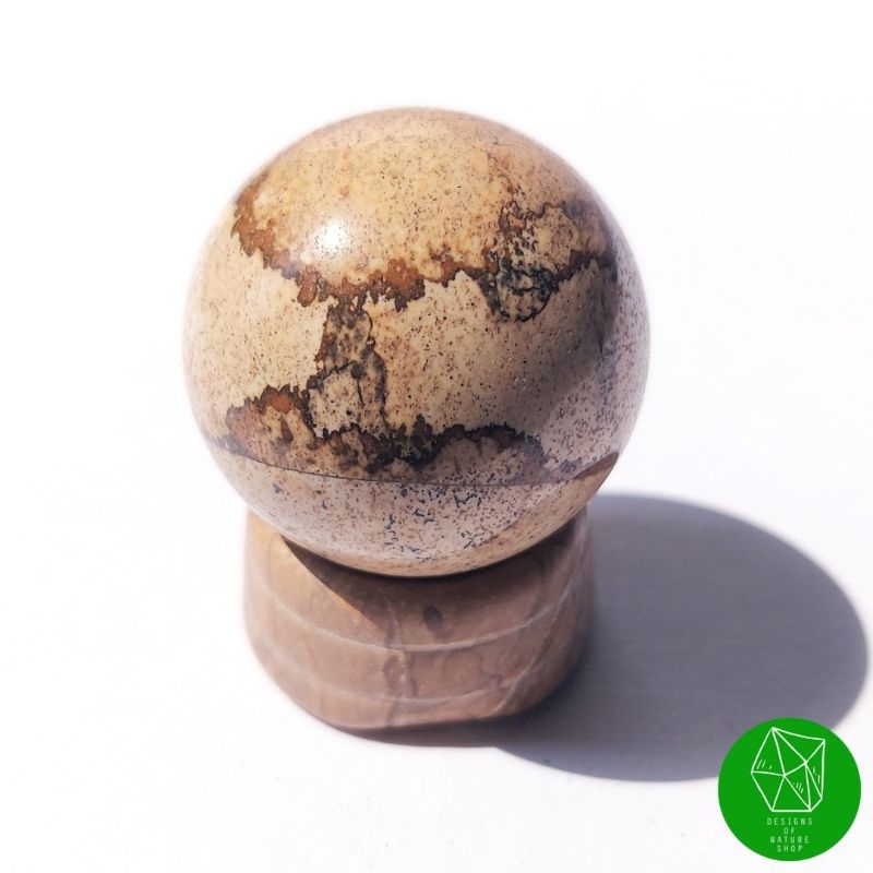 หินพิคเจอร์แจสเปอร์ทรงกลมพร้อมฐาน (Picture Jasper) ภาพจากสินค้าจริงพร้อมส่ง!!