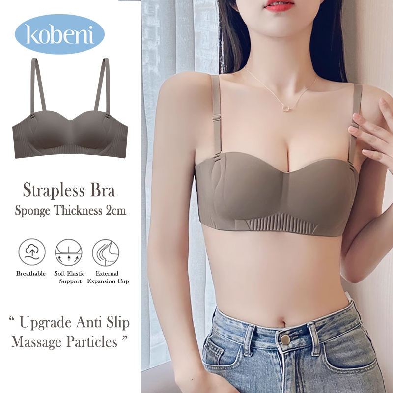 KOBENI ชุดชั้นในสตรี บราเกาะอก กันลื่น ไร้สาย สายบาง บราเซ็กซี่ครึ่งคัพ แบบบาง กันลื่น ไม่มีรอยต่อ เหมาะสำหรับฤดูร้อน