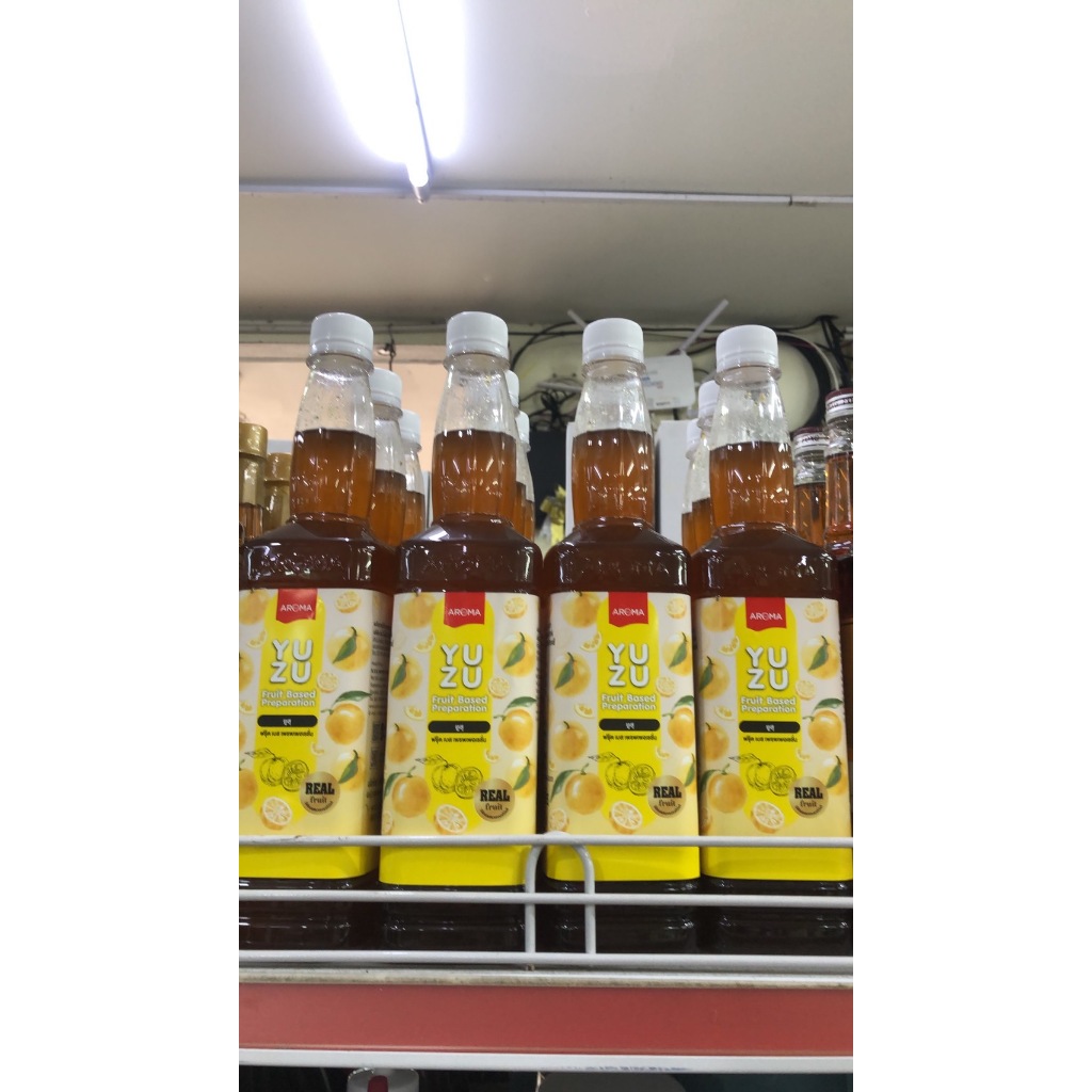 ไซรัปอโรม่า แพ็คเกจใหม่ น้ำผลไม้เข้มข้น SQUASH สควอช รสส้มยูสุ (Yuzu) AROMA 730 ml.