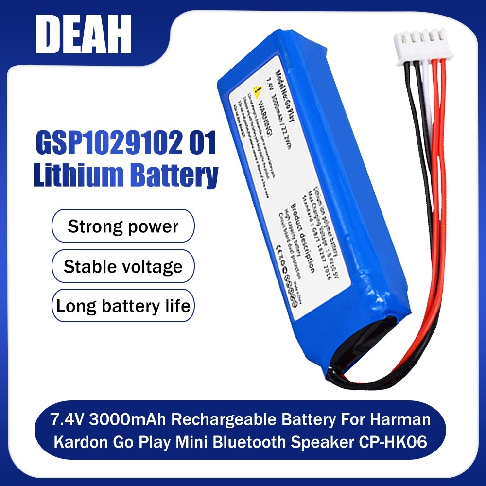 7.4V 3000mAh GSP1029102 01 Li-Ion Rechargeable Battery For Harman Kardon Go Play Mini Bluetooth Sp00
