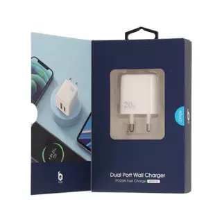 อะแดปเตอร์ Blue Box Wall Charger 1 USB-A / 1 USB-C 20W White (TISI) by Studio7
