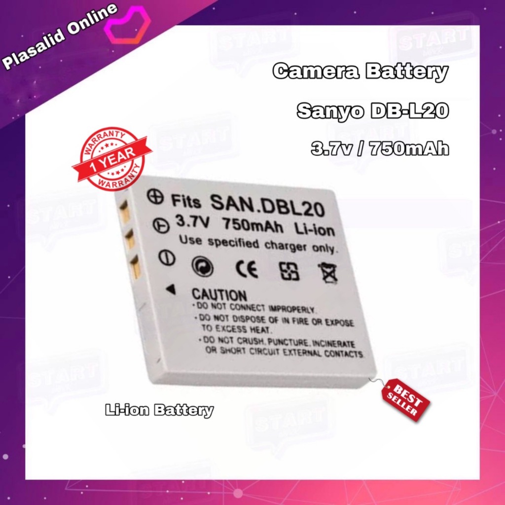 แบตกล้อง Camera Battery Sanyo DB-L20 (3.7v/750mAh) Li-ion Battery For Sanyo Xacti Model รับประกัน 1 