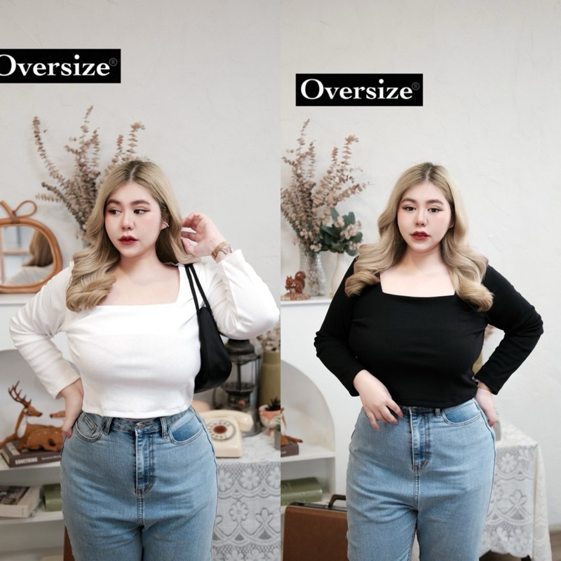 /TB/ เสื้อครอปคอเหลี่ยมแขนยาว สาวอวบ มีไซส์อก 40-50 ยาวกำลังดี ใส่สวย ต้องมีติดตู้ #เบสิค - รูปที่ 2