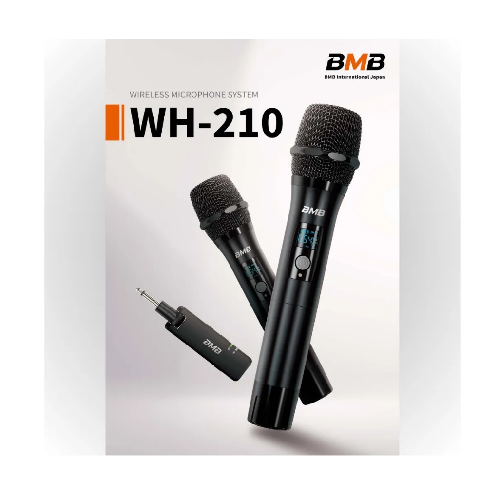 BMB WH-210 ไมโครโฟนไร้สายแบบมือถือคู่ ย่าน UHF 748-758 MHz