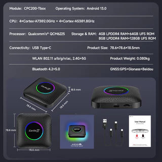 Carlinkit CarPlay Ai Box กล่องทีวีไร้สาย Android 13 8+128GB QCM 8-Core 6225 Android Auto YouTube Netflix อุปกรณ์เสริมรถ