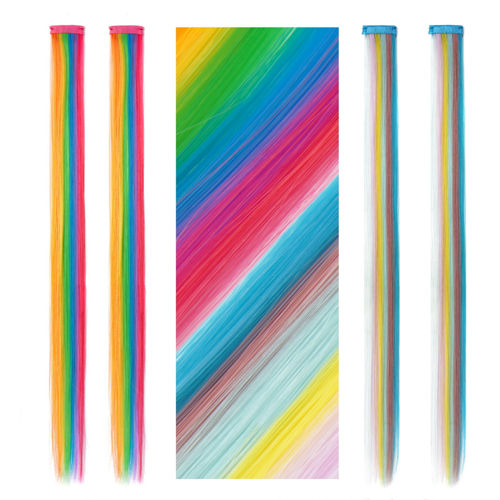 ไฮไลท์ผม สีรุ้ง หลากสี วิก ช่อไฮไลท์ เรนโบว์ วิกผม แฮร์พีช ผมปลอม ผมตรง Colorful Hair Highlight Rainbow LGBT PRIDE LGBTQ