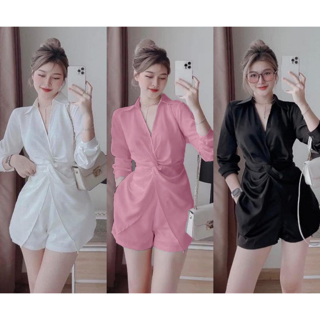 ชุดเซตผ้าบาร์บี้ เสื้อเอวเกลียวแขนยาวกระดุมหน้า+กางเกง (M106,M126) A2104