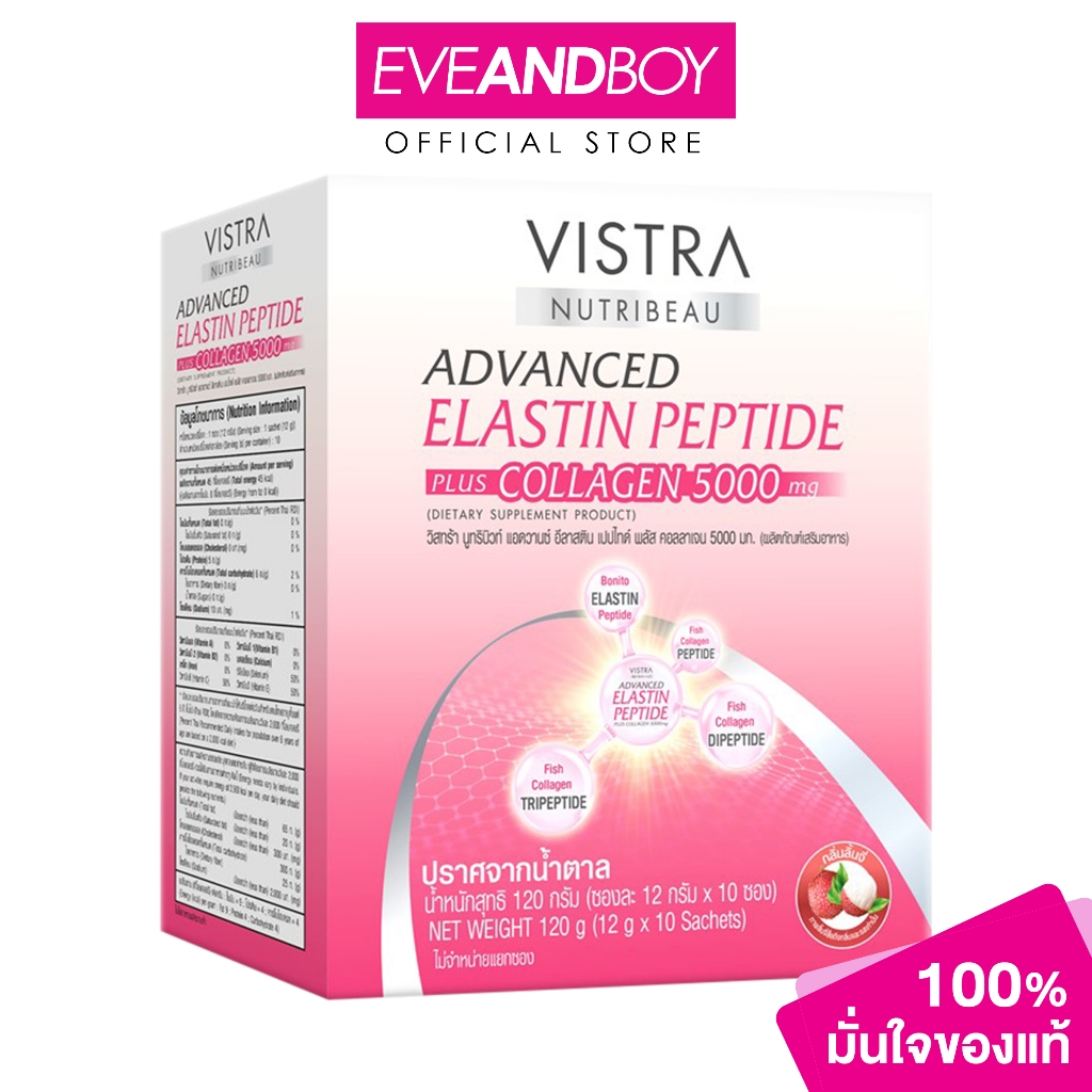 VISTRA - Nutribeau Advanced Elastin Peptide Plus Collagen (5 g.) วิสทร้า นูทริบิวท์ แอดวานซ์ อีลาสติน เปปไทด์ พลัส คอลล