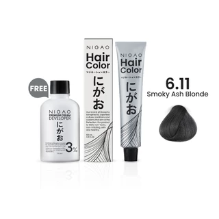 [ฟรี Developer] NIGAO Hair Color Silver Grey 6.11 | นิกาโอะ ครีมเปลี่ยนสีผม สีย้อมผม สีเทา ควันบุหรี่ 100 mL