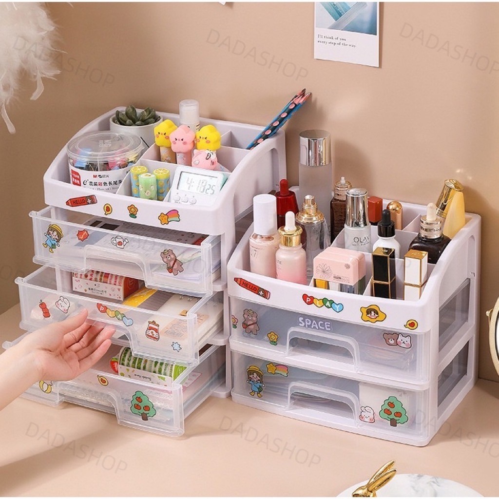 ชั้นวางเครื่องสำอางค์ EE1 ชั้นวางอุปกรณ์เครื่องเขียน กล่องเก็บของเอนกประสงค์แบบมีลิ้นชัก