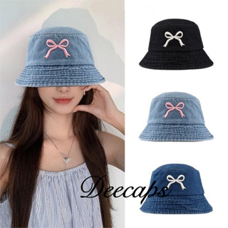 (XD) หมวกยีนส์ ทรงบักเก็ต ปัก(โบว์🎀)