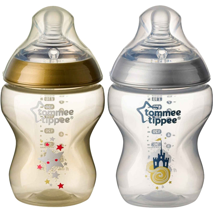 Tommee Tippee Closer to Nature Bottle 9oz (260ml) Special Edition ขวดนม ทอมมี่ ทิปปี้ 9 ออนซ์ สีเงินและสีทอง ของแท้