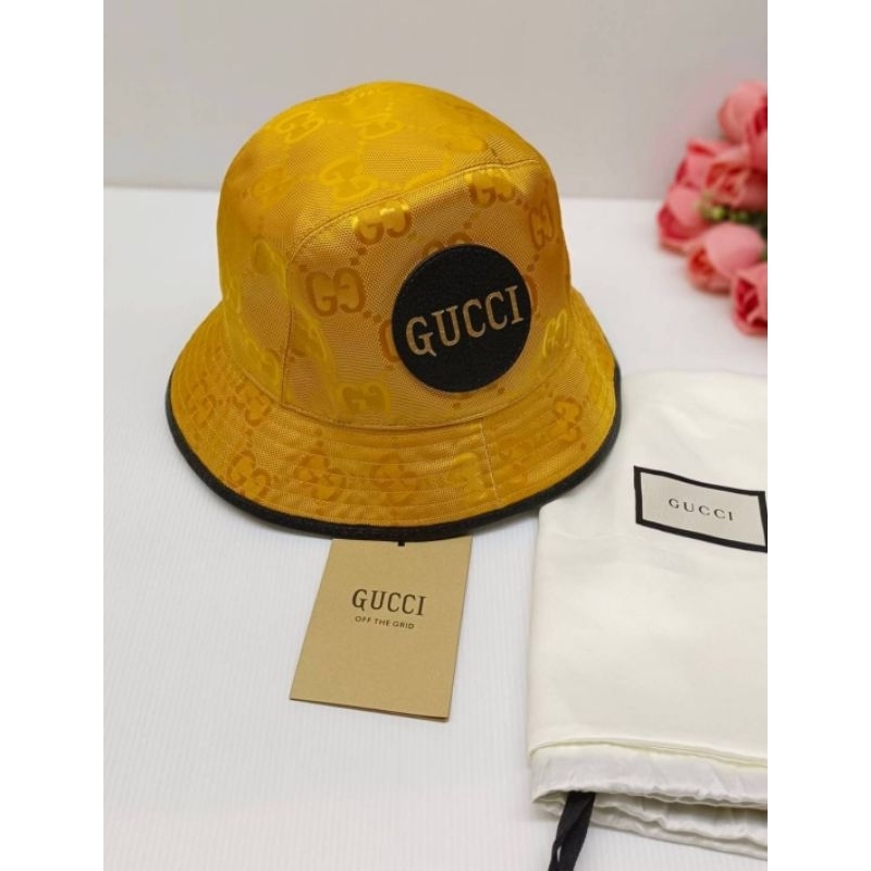 💥🥰หมวกบัคเก็ตสีเหลืองสวยมาก เด่นๆ #หมวก Gucci Yellow Off The Grid GG Supreme