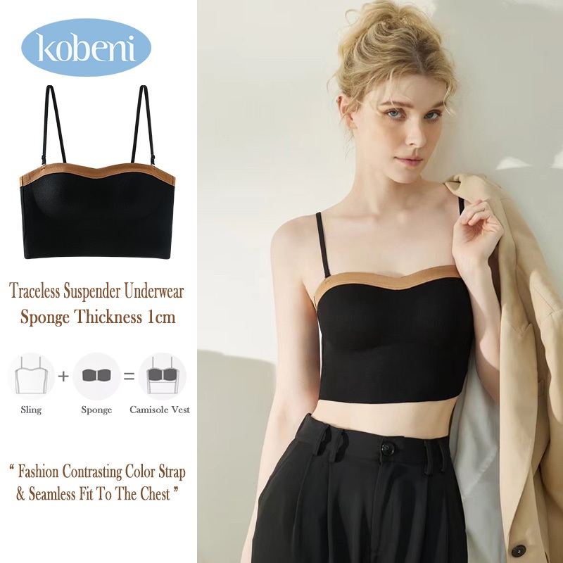 ⭐KOBENI⭐ชุดชั้นในสตรี เสื้อสายเดี่ยว เสื้อซับใน ผ้านุ่ม ยืด ใส่สบาย ใส่ไม่ร้อน ระบายอากาศได้ ฟองน้ำในตัว