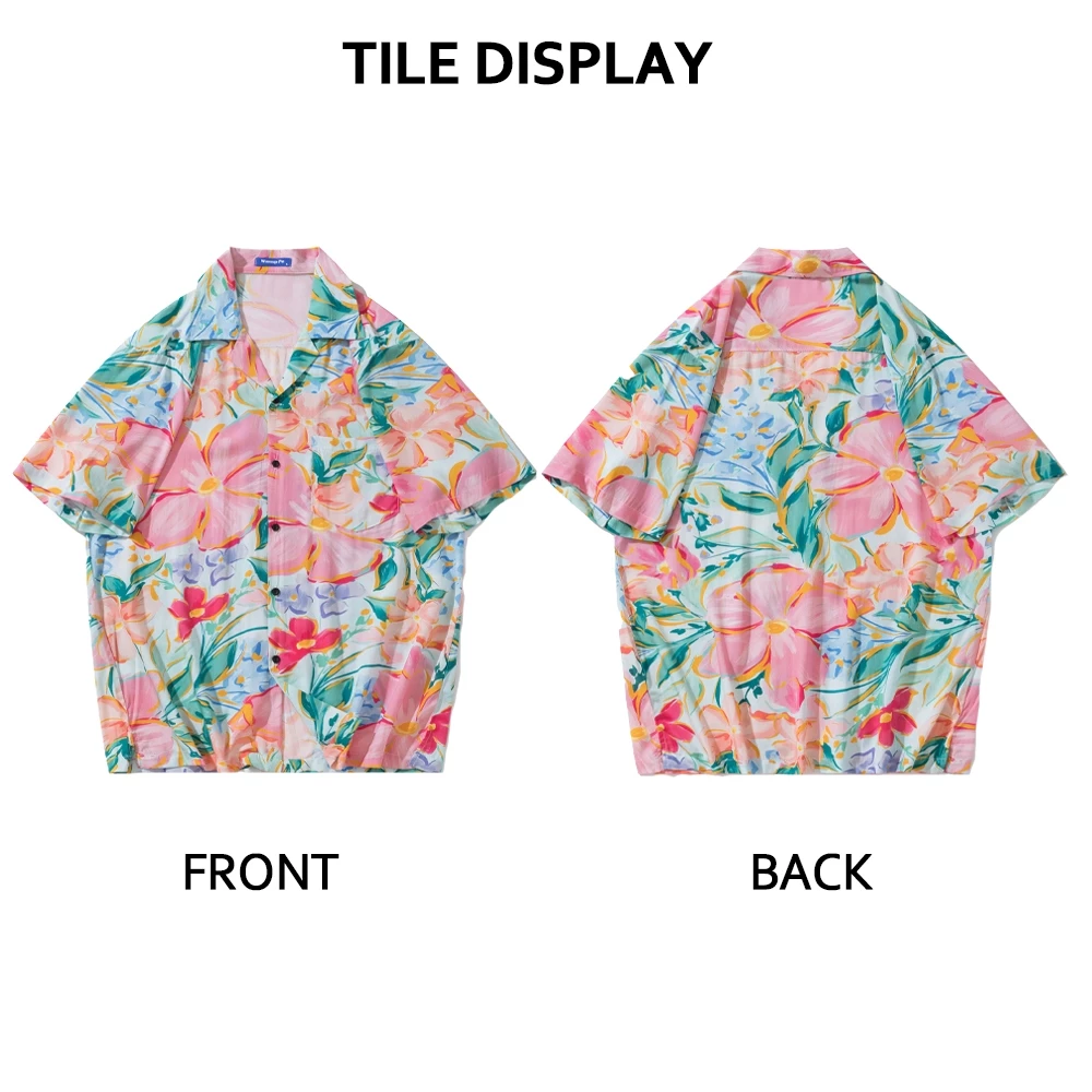 HBUH เสื้อฮาวายลายดอก แขนสั้น ติดกระดุม ชาย-หญิง thumbnail 3