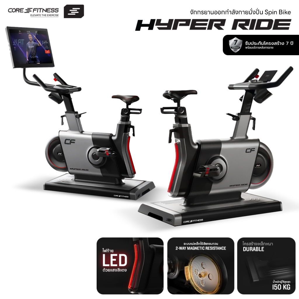 Core-Fitness Hyper Ride จักรยานออกกำลังกายนั่งปั่น Spin Bike  ประกันโครงสร้าง 7 ปี)