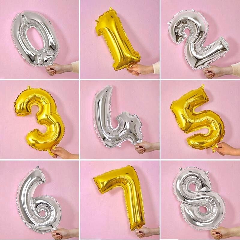 ลูกโป่งตัวเลข สีเงิน, สีทอง 0-9 ขนาด 16นิ้ว (พร้อมส่ง ส่งของทุกวัน)